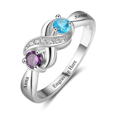 Olivenorma "Infinity"-2 Birthstones Personalized Ring