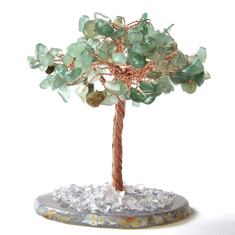 Olivenorma Aventurine Natural Gemstone Feng Shui Tree with Agate Base