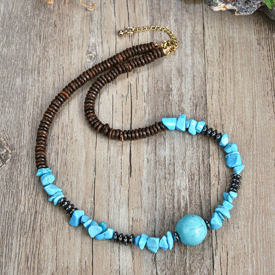 Olivenorma Natural Stone Beaded Ball Pendant Necklace