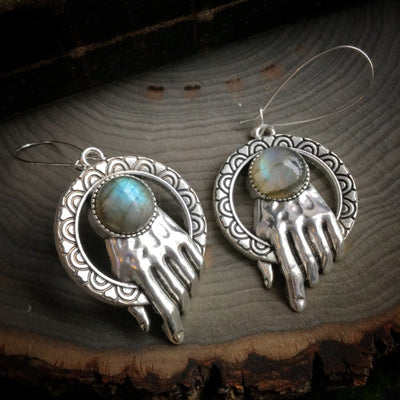 Olivenorma Labradorite Hand Design Earrings