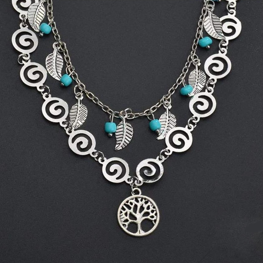 Olivenorma Turquoise Tree of Life Pendant Bracelet Anklet