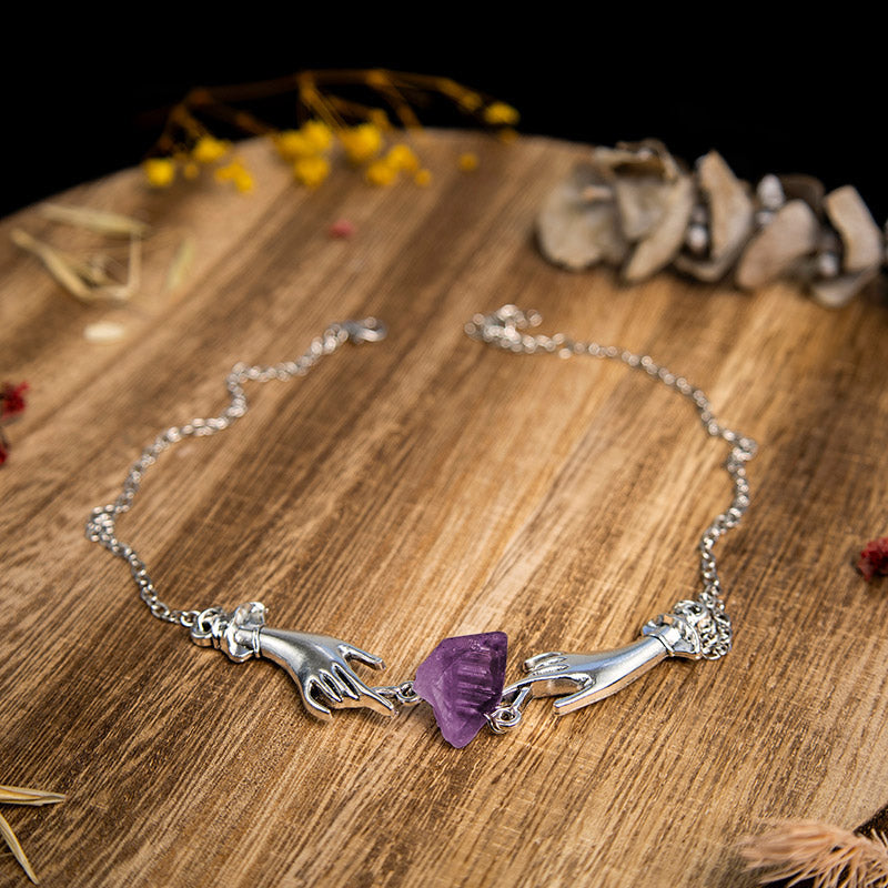 Amethyst Angel Hand Healing Necklace