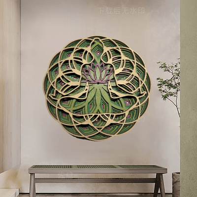 Olivenorma Green Lotus Yoga Meditation 3D Wall Decor