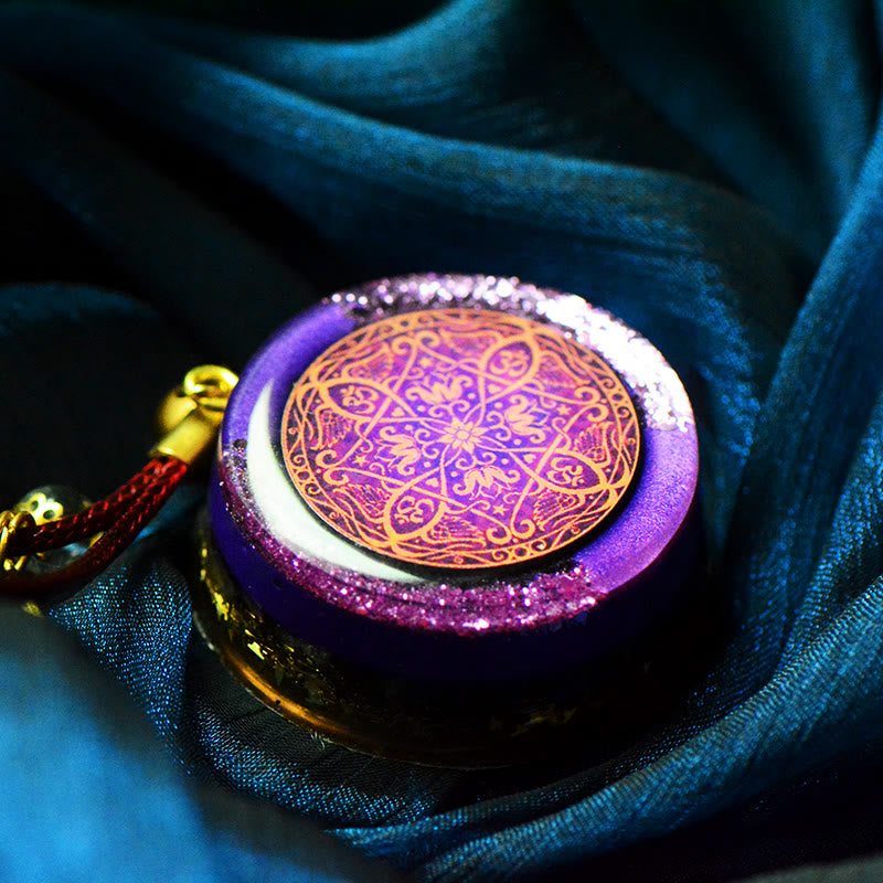 Olivenorma Mandala Sound Amethyst Geometric Totem Pendant Orgone Necklace