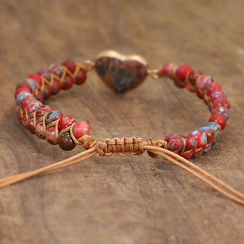 Olivenorma Red Emperor Stone Heart Bracelet