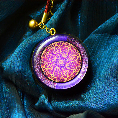 Olivenorma Mandala Sound Amethyst Geometric Totem Pendant Orgone Necklace