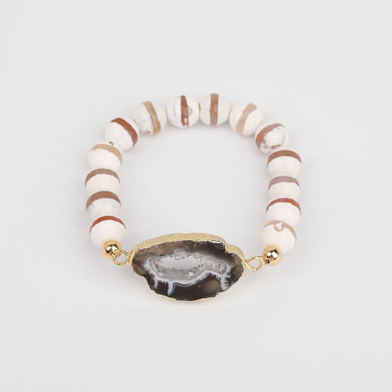 Olivenorma Natural Lava Stone Agate Beads Geode Bracelet