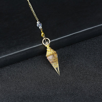 Olivenorma Natural Crystal Resin Hexagonal Pyramid Pendulum