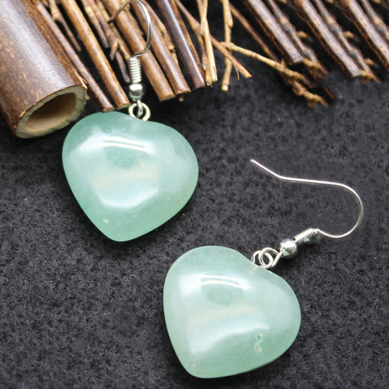 Natural Crystal Heart Healing Earrings