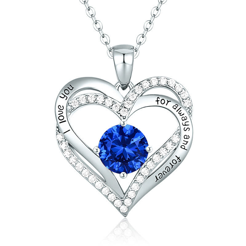 Olivenorma "I love you for always and forever" - Birtshtone Heart Necklace - Silver - September - image 24