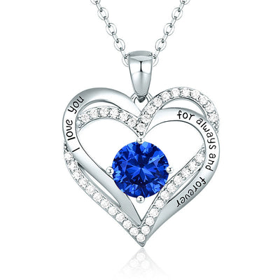Olivenorma "I love you for always and forever" - Birtshtone Heart Necklace - Silver - September - image 24
