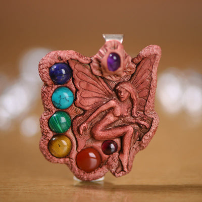 Olivenorma Natural 7 Chakra Red Pendant