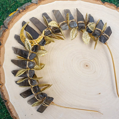 Olivenorma Smoky Quartz Witch Crystal Crown