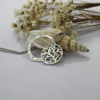 Olivenorma Tree of Life Birthstone Name Engraving Necklace