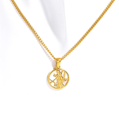 Olivenorma Shell Zodiac 18k Gold Titanium Steel Necklace