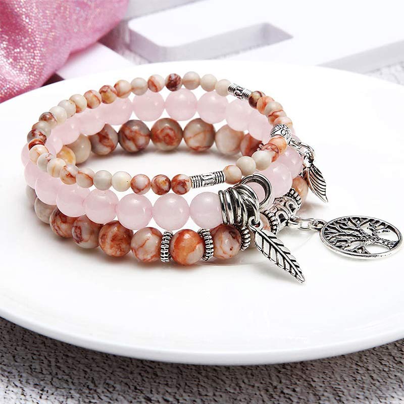 Olivenorma Tree Of Life Rose Quartz Bracelet