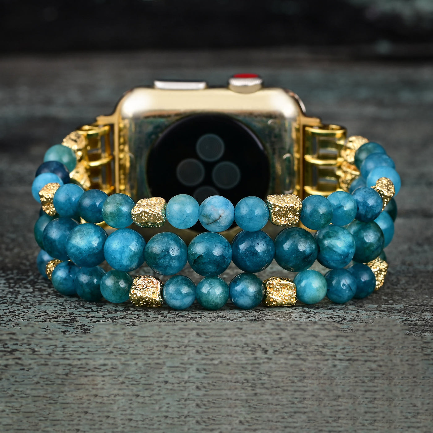 Olivenorma Blue Apatite Beaded Elastic Cord Apple Watch Strap