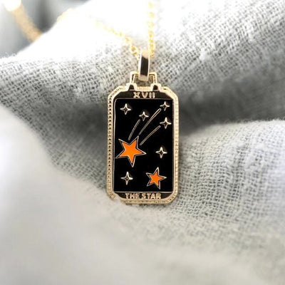 Olivenorma Retro Tarot Card Element Oil Drop Necklace