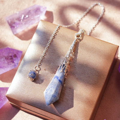 Olivenorma Natural Rough Stone Crystal Column Pendulum Necklace