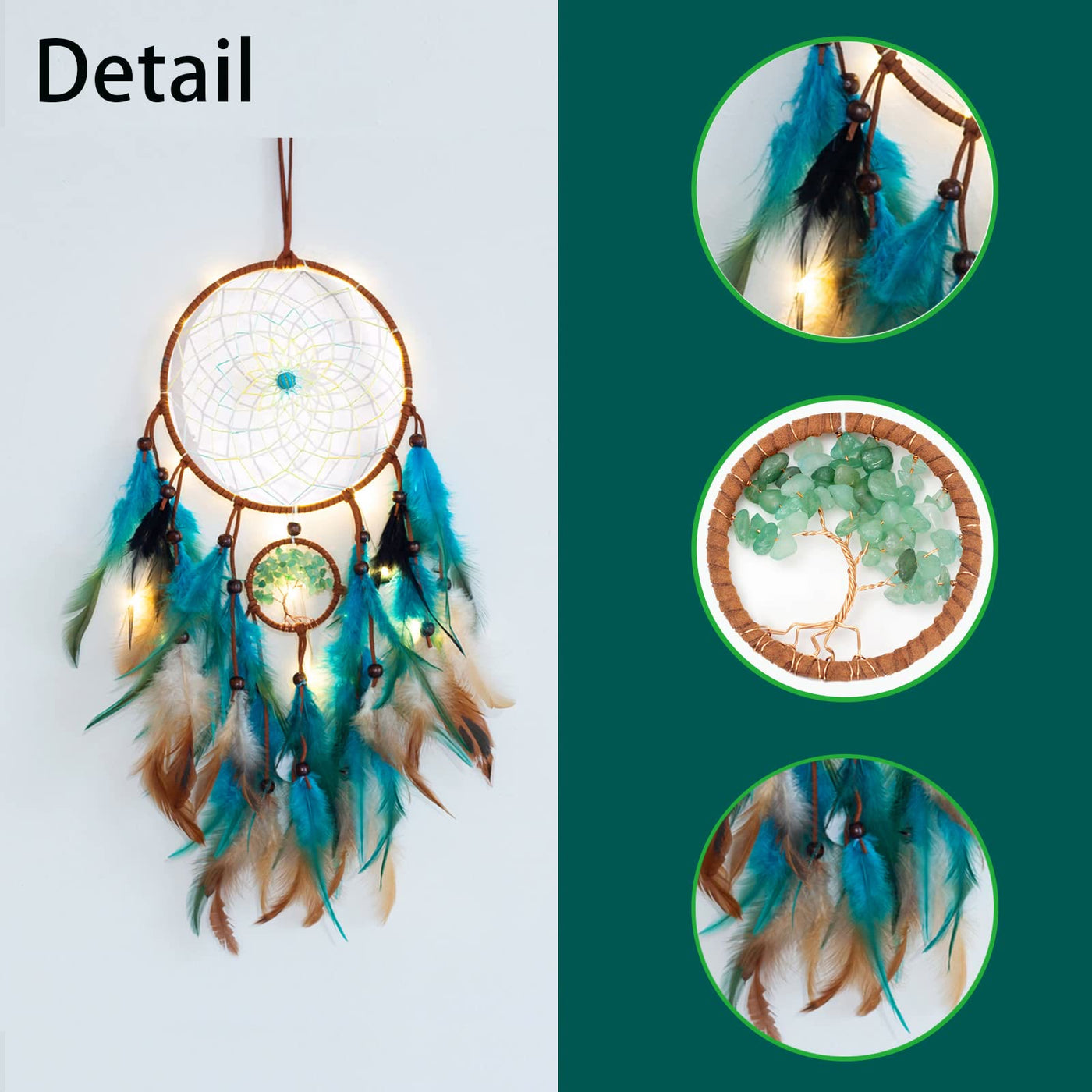 Olivenorma Green Aventurine Tree Of Life Dream Catcher