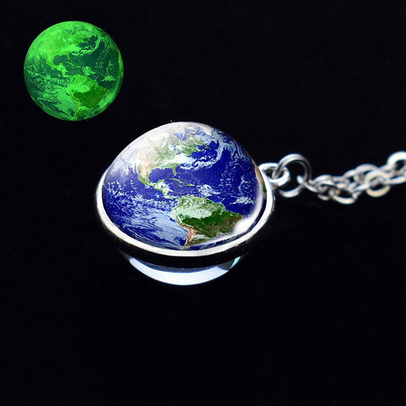 Olivenorma Glow In The Dark Galaxy Glass Necklace