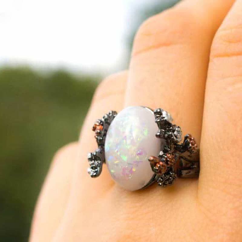 Olivenorma "Midnight Blossom: -Magic Tree Opal Ring