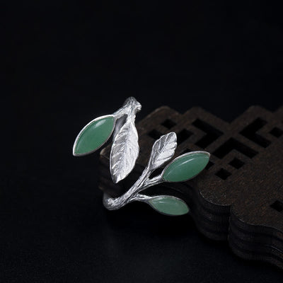 Olivenorma S925 Silver Marquise Shape Open Leaf Ring