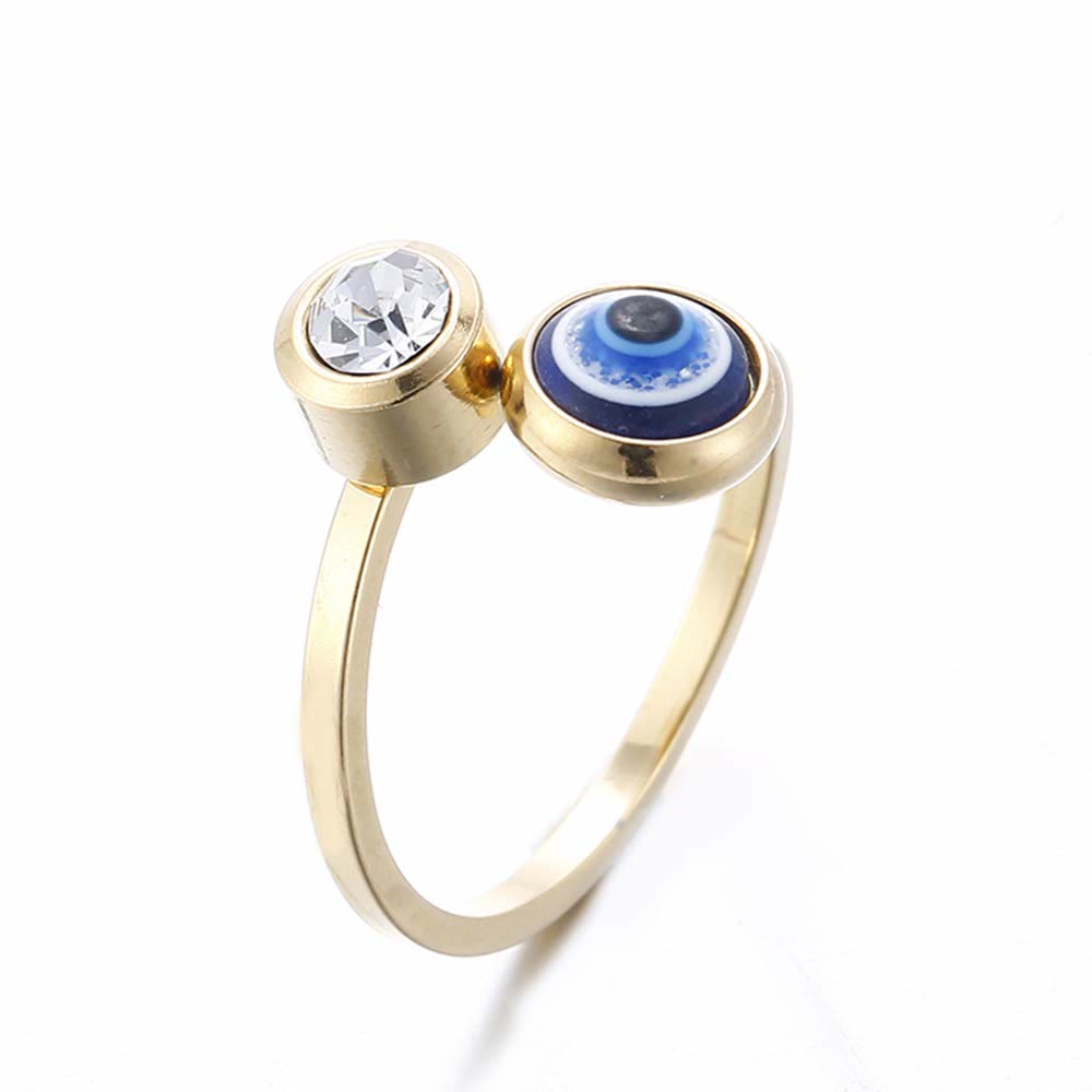 Olivenorma White Zircon Gold Plated Evil Eye Women Ring