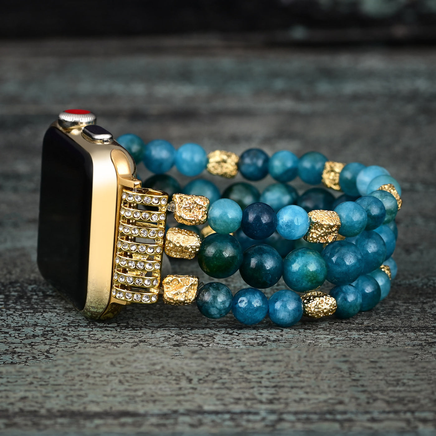 Olivenorma Blue Apatite Beaded Elastic Cord Apple Watch Strap