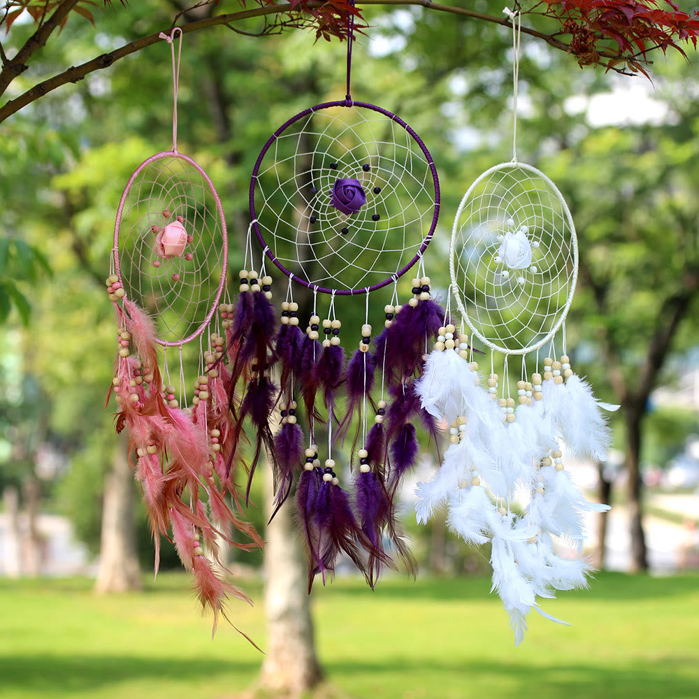 Olivenorma Large Purple Creative Style Rose Dream Catcher