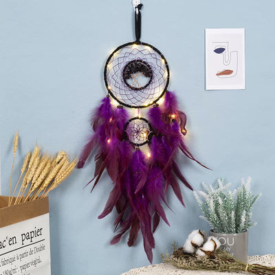 Olivenorma Amethyst Crystal Tree of Life Dream Catcher