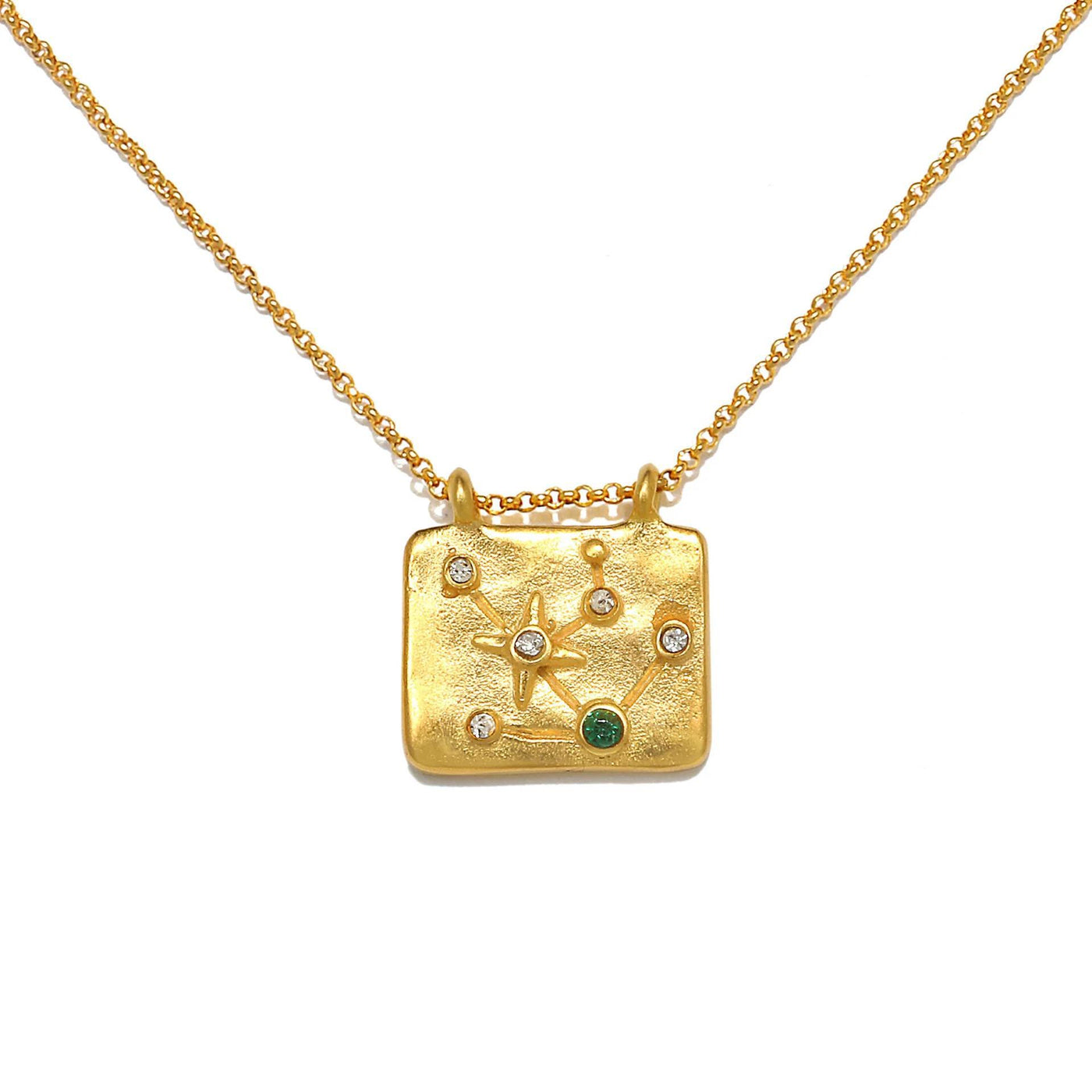 Olivenorma White Zircon Zodiac Copper Plated 18k Gold Necklace