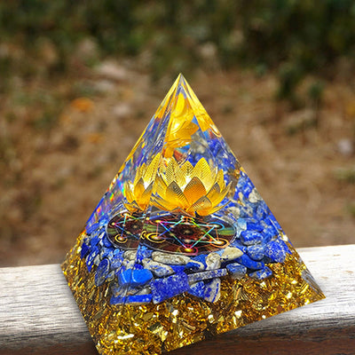 Olivenorma Lapis Lazuli Lotus Symbol Reki Orgone Pyramid