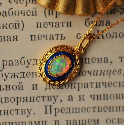 Olivenorma Natural Opal Inlay Pendant Necklace