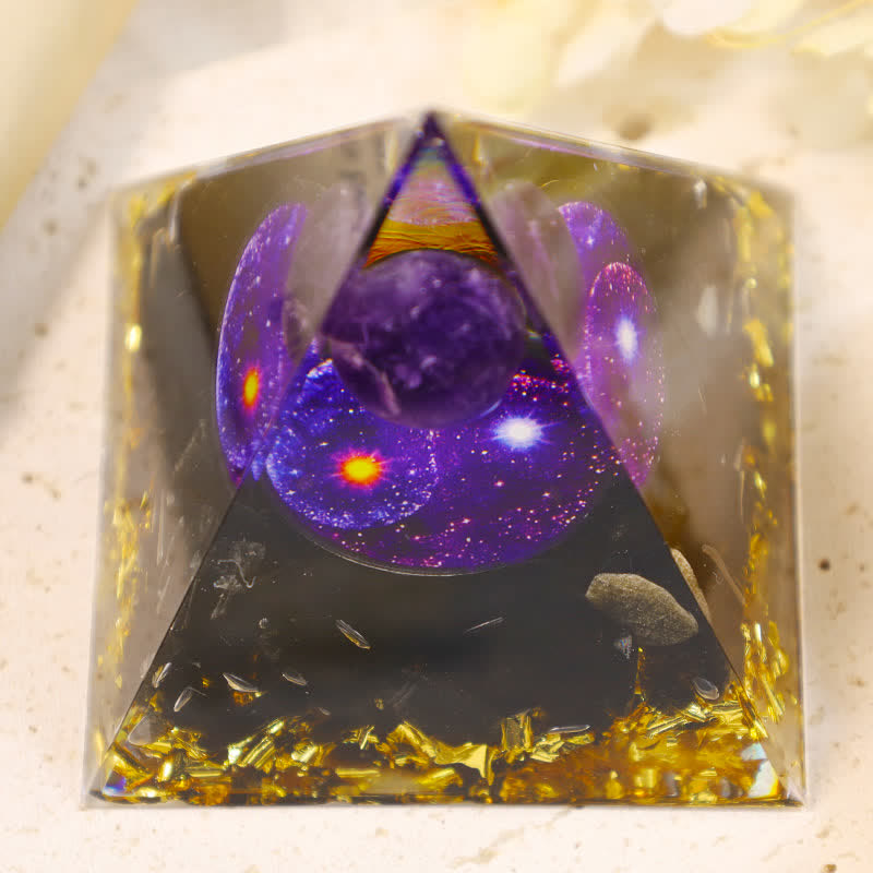 Olivenorma Yin And Yang Obsidian Orgone Pyramid