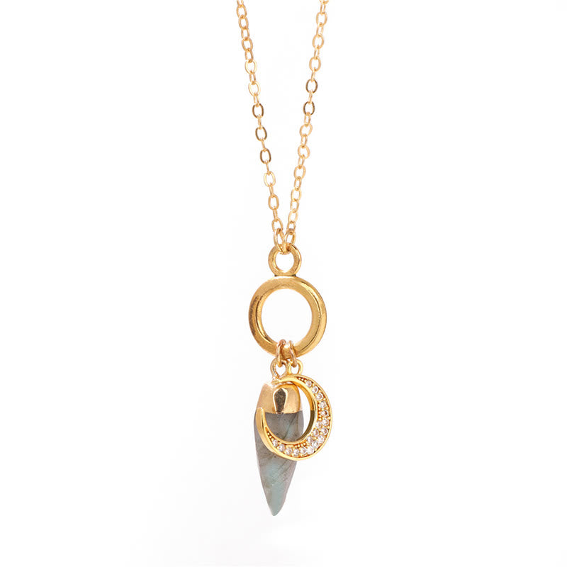 Olivenorma Bullet Crystal Zircon Moon Pendant Necklace