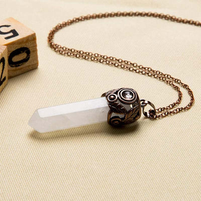 Olivenorma Natural Crystal Hexagon Necklace