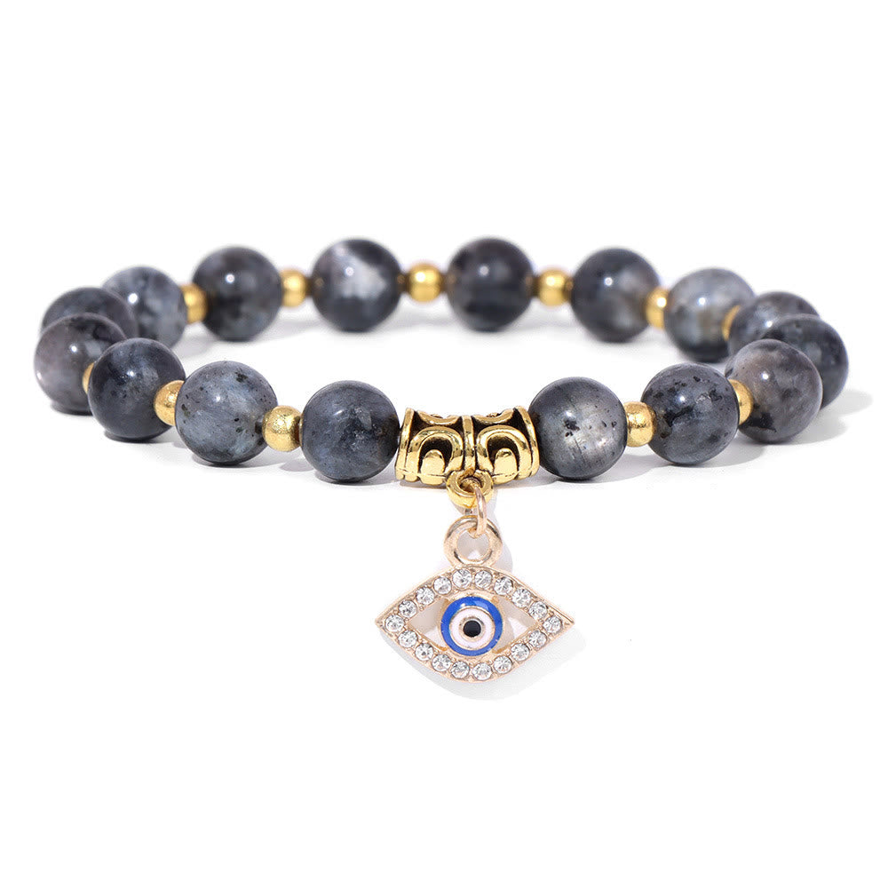 Olivenorma Natural Stone Beaded Evil Eye Pendant Bracelet