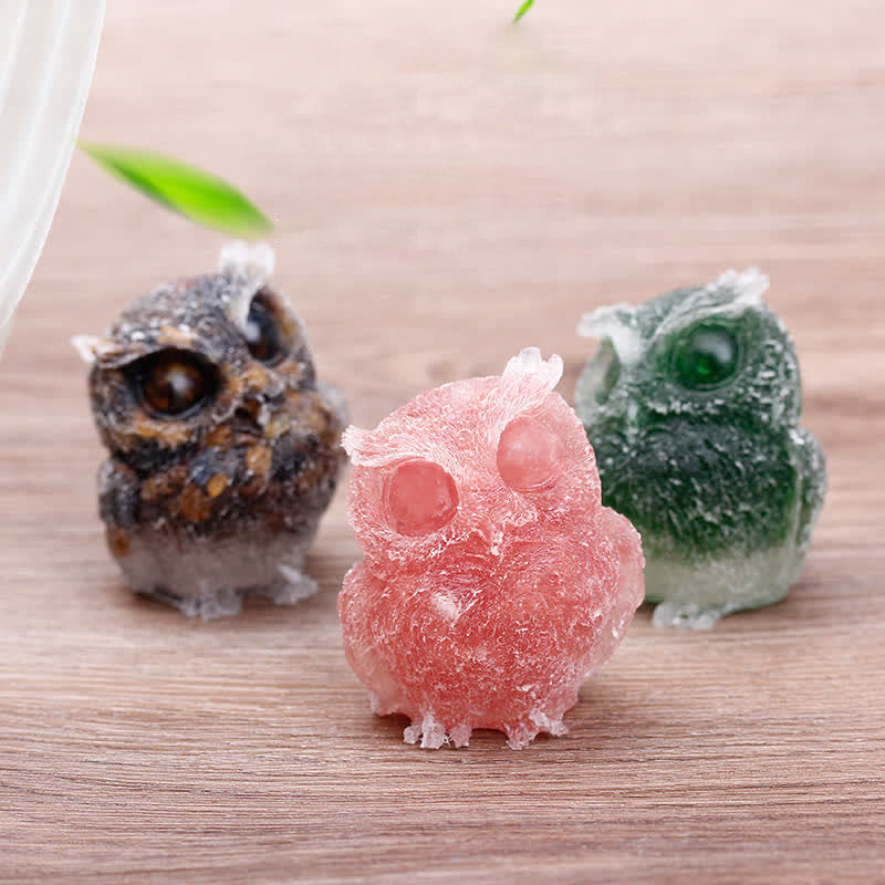 Olivenorma Natural Crystal Resin Owl Gemstone Decoration