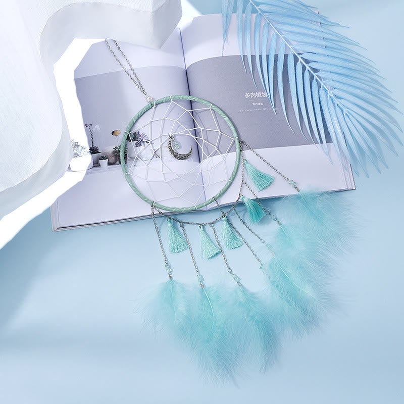 Olivenorma Fairy White Feather Moon Pendant Dream Catcher - image 9