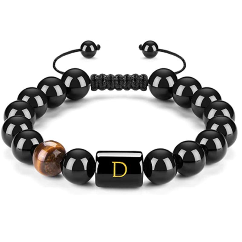 Olivenorma Tiger Eye With Black Onyx Healing Letter Bracelet