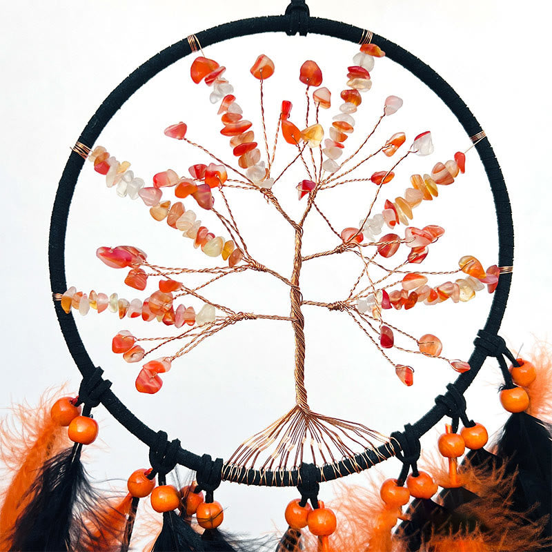 Olivenorma Yellow Agate Tree Of Life Dream Catcher