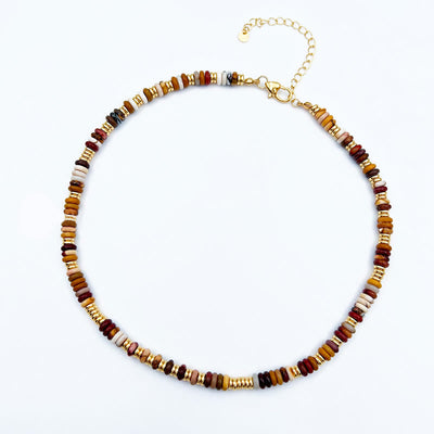 Olivenorma Sunset Frisbee Beaded Natural Agate Clavicle Necklace