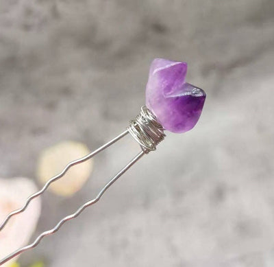 Olivenorma Natural Amethyst Quartz Flower Hairpin