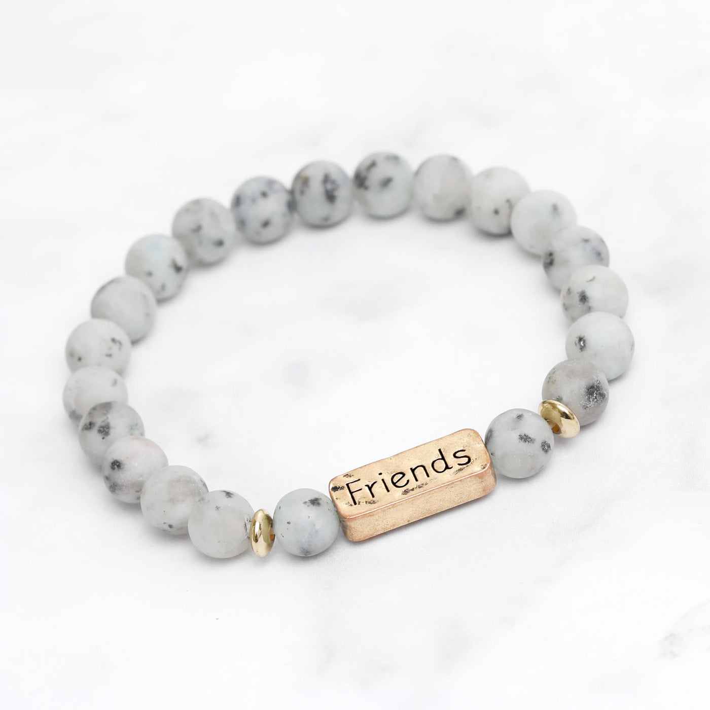 Olivenorma Natural Gemstone Friends Engraving Bracelet