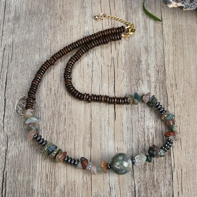 Olivenorma Natural Stone Beaded Ball Pendant Necklace