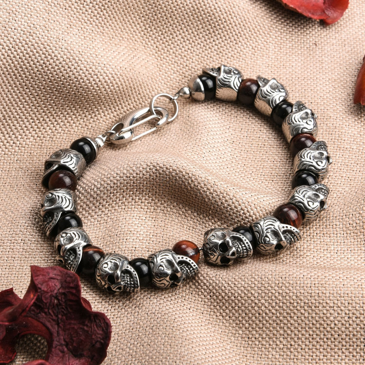Olivenorma Natural Tiger Eye Handmade Stainless Steel Bracelet