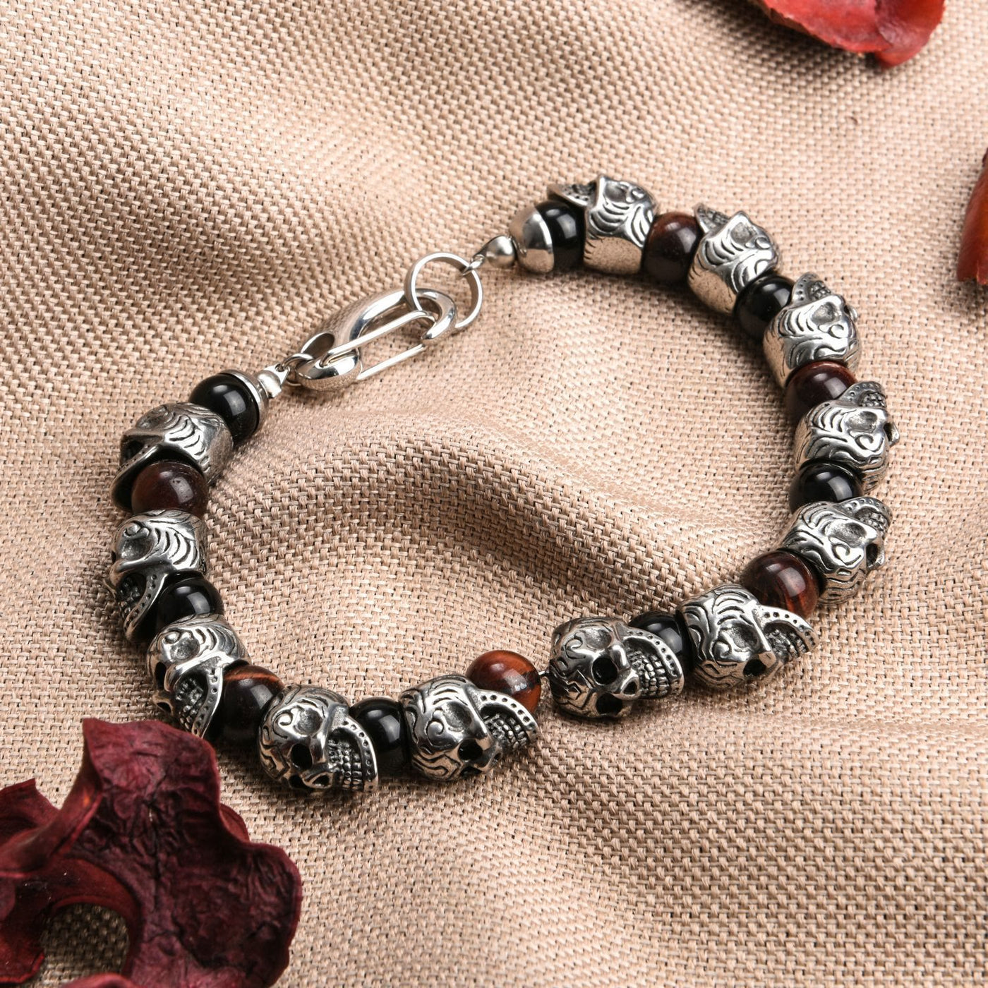 Olivenorma Natural Tiger Eye Handmade 925 Sterling Silver Bracelet