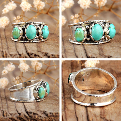 Olivenorma Three Stone Bohemian Turquoise Ring