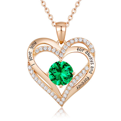 Olivenorma "I love you for always and forever" - Birtshtone Heart Necklace - Rosegold - May - image 8